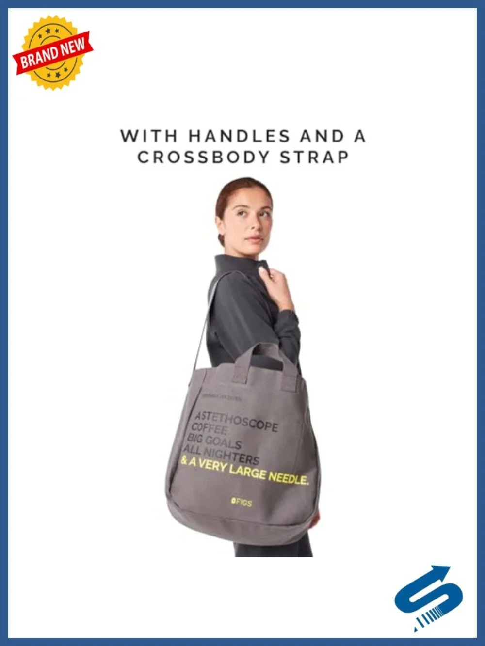 Canvas & Nylon Oversized Tote Bag with Handles & Crossbody Strap